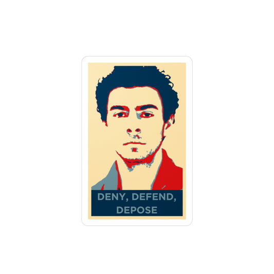 Luigi Mangione mugshot Deny Defend Depose sticker